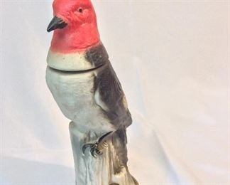 Jim Beam Red Headed Woodpecker Bird Decanter 1969 13" H.