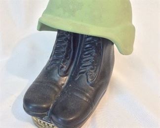 Jim Beam 1984 Boots and Helmet, 8" H. 