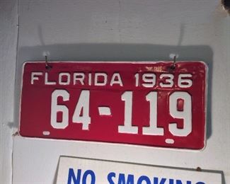 Florida 1936 License Plate. 