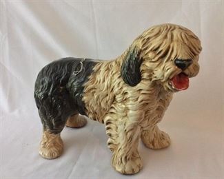 Old English Sheepdog Ceramic Figurine, 14" H x 17" L. 