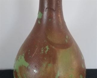 Antique Mottled Green and Brown Vase