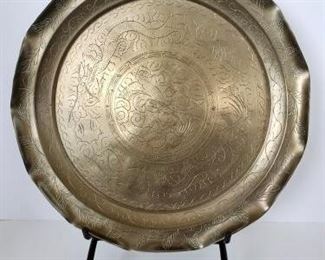 Antique Chinese Dragon Brass Plate
