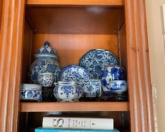 Blue and white chinoiserie home decor