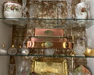 Tiffany Holiday, Crystal barware, copper serving pieces