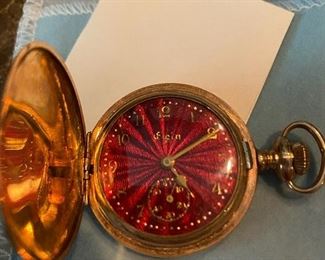 Elgin Amber face pocket watch