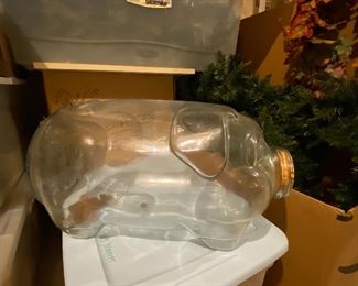 Large glass piggy bank