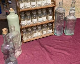 Spice Jars and Glass Bottles