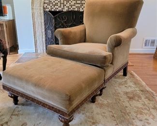 chair: 38 x 34 x 37, ottoman: 14 x 30 x 24, rug: 10'2" x 8'1"