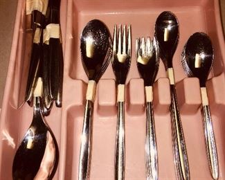 Vintage Sears Tradition RONVIK glossy stainless silverware. Complete set