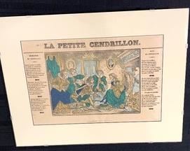 Framed French Print - La Petite Cendrillon- Original French 19th Century Fairy Tale Drawing from an Antique Chapbook