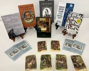 This set of books from scholar Jack Zipes'collection, includes signed copies of Little Red Riding Hood, Fairy Tales and Fables, Fairy Tale Review, and The Giant Ohl as well as one book in Chinese. In addition to the books, this lot includes four packets of postcards illustrated by Jack Zipes of a variety of fairy tales. Each packet is signed by Zipes and were originally at the Weisman Museum in Minneapolis.