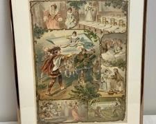 Beautiful Framed Vintage Snow White & the 7 Dwarves Themed Print