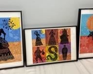 Artist: Joellyn Rock 
Titles: "Quaddavinis Sister" & "Clever Peppe" (One title & signature is not visible in the frame) 
Date: 2004
Measurements: 19 1/4" H x 13 1/4" W x 1 1/4" thick 
Metal black frames with glass fronts. 
These illustrations are from a book by Laura Gonzenbach (1842-1878) Laura Gonzenbach was a Swiss fairy tale collector, active in Messina, who collected fairy tales in a number of Sicilian dialects. Gonzenbach was born in a Swiss-German community of Sicily, to a German-speaking mercantile family.