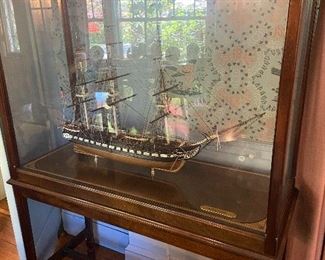 Ship model in tall case