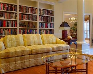 living room (books, pair of sofas)