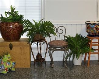 plants, pots, chairs
