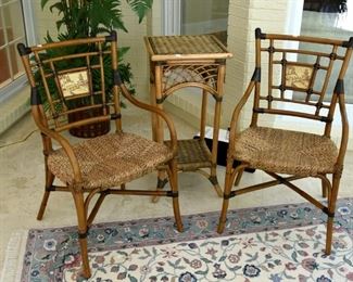 wicker chairs and stand