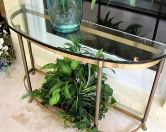 brass and glass table