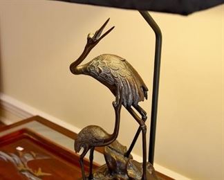 crane lamp, bronze