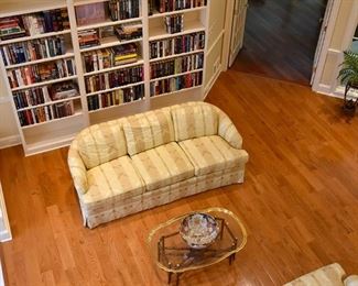 living room, sofa, books