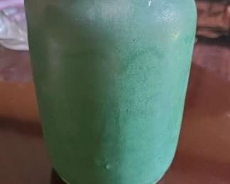 Art Pottery vase. Matte green finish