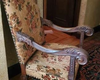 Louis XIV carved walnut sidechair