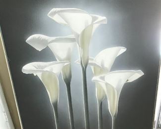 Large Hand Painted Oil on Canvas, Calalillies,  Signed.  Please see next photo  53" x 41"