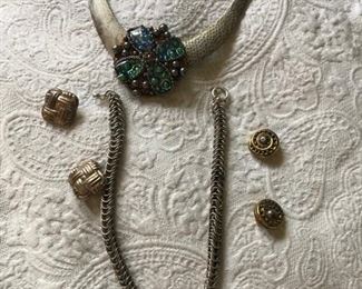 Sterling Silver Jewelry.  Hand Signed 1995 Steve Vaubel 18k Gold Over Sterling Silver Swirl Clip Earrings.  Vintage 1980 Square Weave 20.3g .925 Sterling Silver Mexico BOLD Clip Earrings