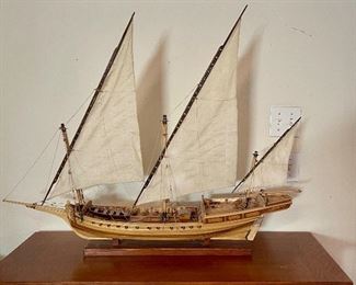 Detailed wooden sail boat