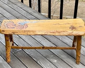 Native hand painted bench