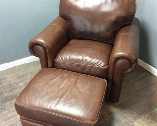 LEGACY LEATHER FURNITURE, LEATHER CHAIR AND FOOT STOOL