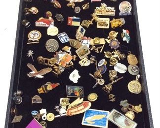 ASSORTED PINS, CUFF LINKS