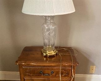 Country French side table and crystal lamp