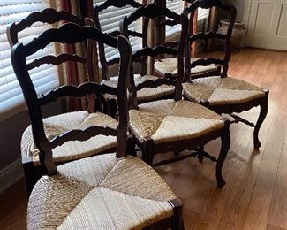 Set of 6 French Country rushes seat chairs