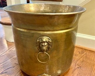 $125 - Vintage Hammered Brass Lion Head Handles - 14 diameter