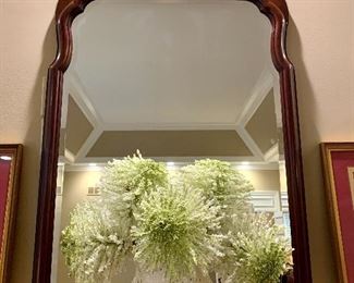 $250 - Century Furniture Beveled Oak Mirror- 44 h x 29.5 w; $50 - Unique Floral Arrangment