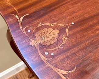 Detailed view of the Inlay of the Wood Side Table