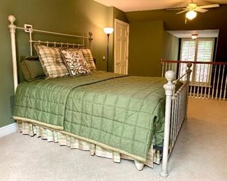$650 - King Bed (mattress and boxspring included) - footboard 80 x 42, headboard 80 x 66, $500 - Custom King Bedding which includes spread, skirt, 3 euros and 2 pillows