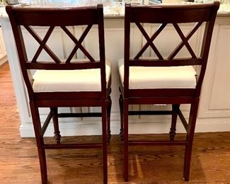 $700 (pair) - Hancock and Moore Swivel Bar Chairs - 20 x 20 x 46