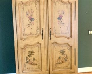 $600 - Painted Armoire with Velvet Lined Drawers - 47 x 21.4 x 82 (as is - right door handle missing)
