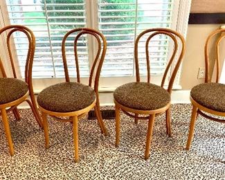 $150 - 4 Bentwood Upholstered Chairs - seat 16 in. diameter