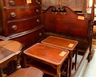 Mahogany Chest, Full Bed & Occasional Tables