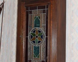 Stained glass Early American cabinet - and it locks!
