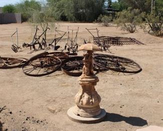 Concrete patio decor, primitive farm art