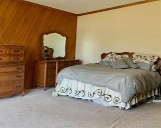 CHERRY FURNITURE INCLUDING King Size Bed. Linens, Comforter, Duvet