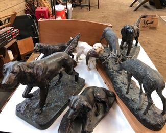 MANY DOG AND DEER STATUES