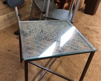 IRON TABLE WITH GLASS TOP