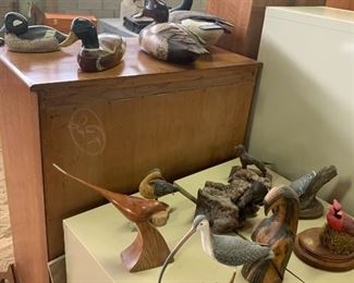 Carved ducks and birds