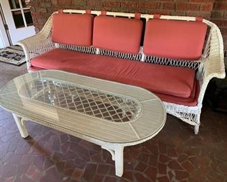 Wicker Sofa and Coffee Table