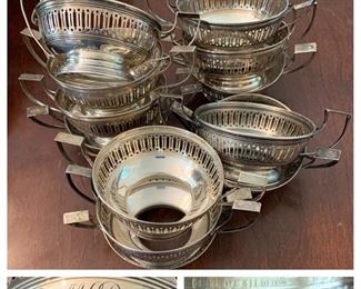 Sterling Monogramed Custard Cup/Dessert Bowl Holders